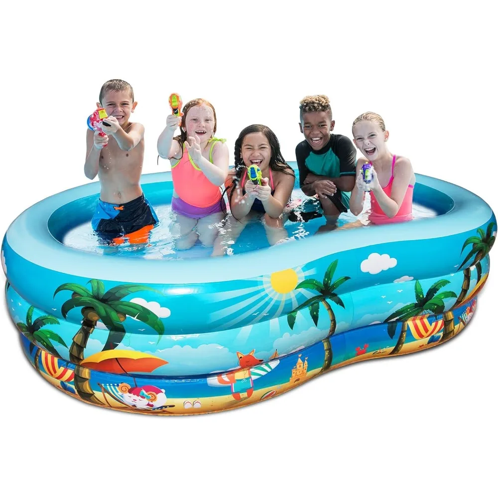 

Inflatable Swimming Pool 3-Rings Above Ground Pool 94"x59"x22" Full-Sized Blow Up Pool for Kids Kiddie