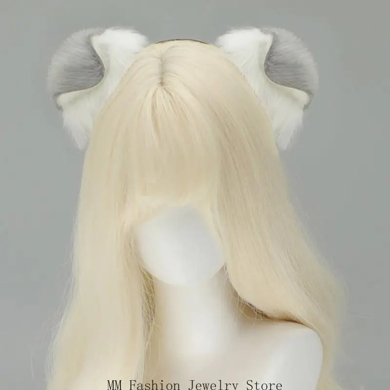 D0UB ぬいぐるみ動物ヘアバンド フロッピー子犬耳付き 快適な伸縮性のあるデザインテーマコスチュームアクセサリー 女性と女の子用