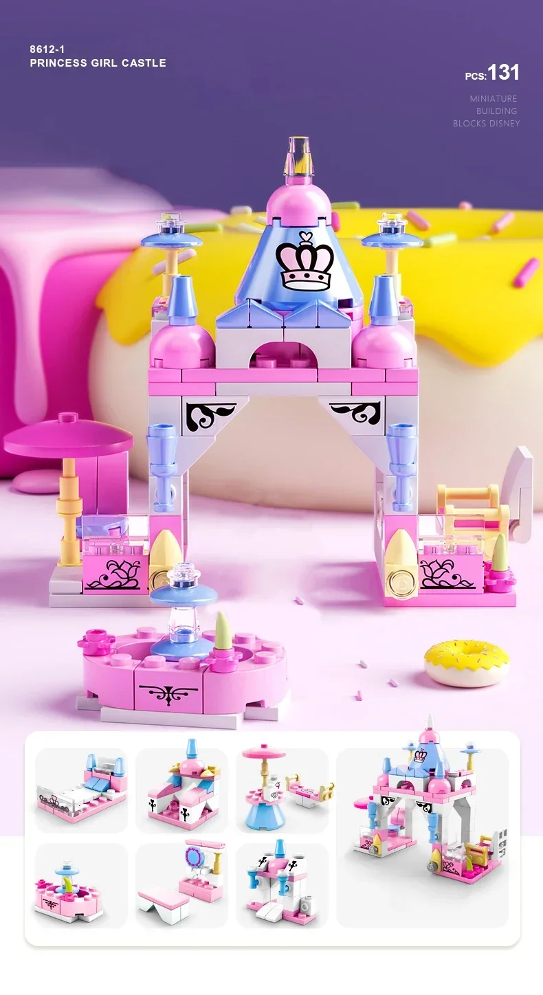 Mini-Bausteine, 6-in-1, DIY-Polizeiauto, Feuerwehrauto, Schloss, Modellsteine, Kinder, Lernspielzeug, Geschenke – Detail 16