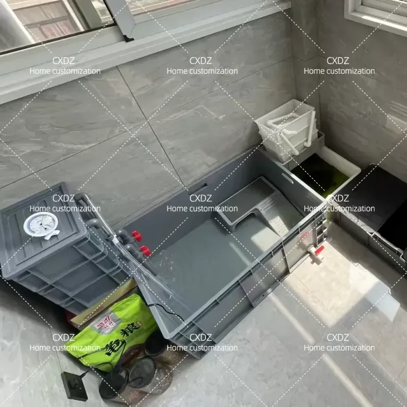 Narrow Turtle Tank with Drainage Breeding Box Household Aquarium Turnover Box Fishing Tortoise Pond Fish Farming Large Fish