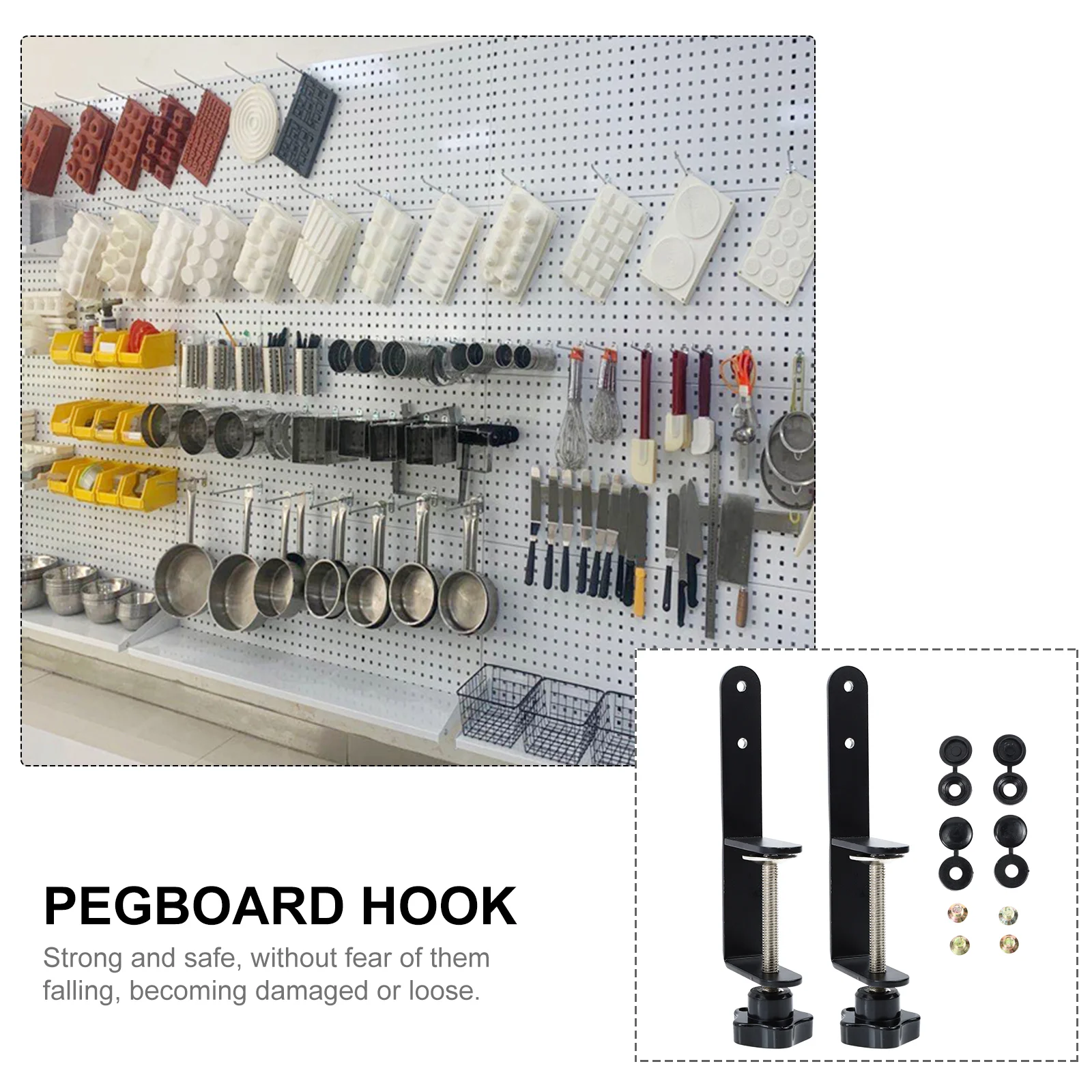 1 set Mounting Clips Pegboard Bracket Hook Installation Tool Metal Smooth Surface Multi Purpose Hooks Home Storage