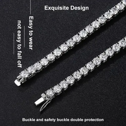 NeeTim 925 스털링 실버 진짜 Moissanite 테니스 목걸이 팔찌 여성을위한 GRA 인증서 목 체인과 남성 실험실 다이아몬드