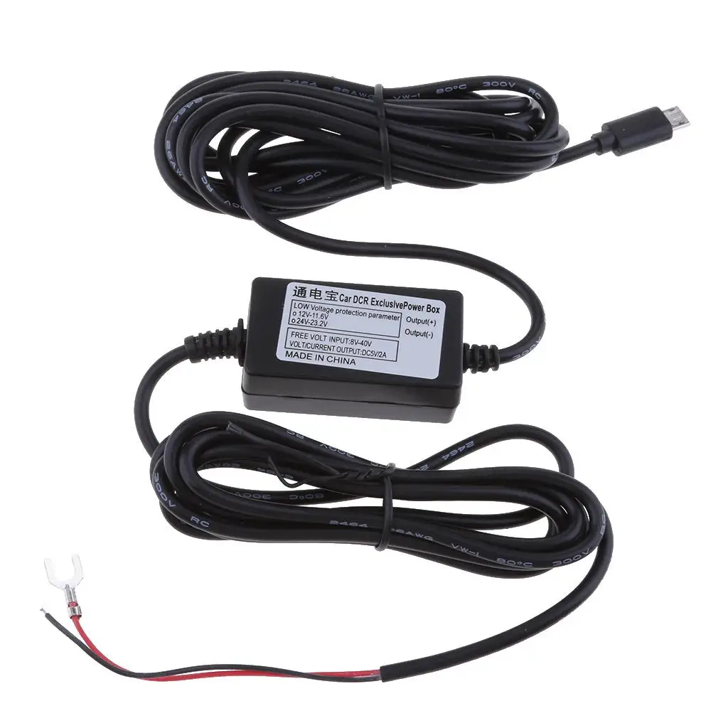 3.5m Micro USB Car Convertor 12-35V To 5V for Car DVR Camcorder Recorder