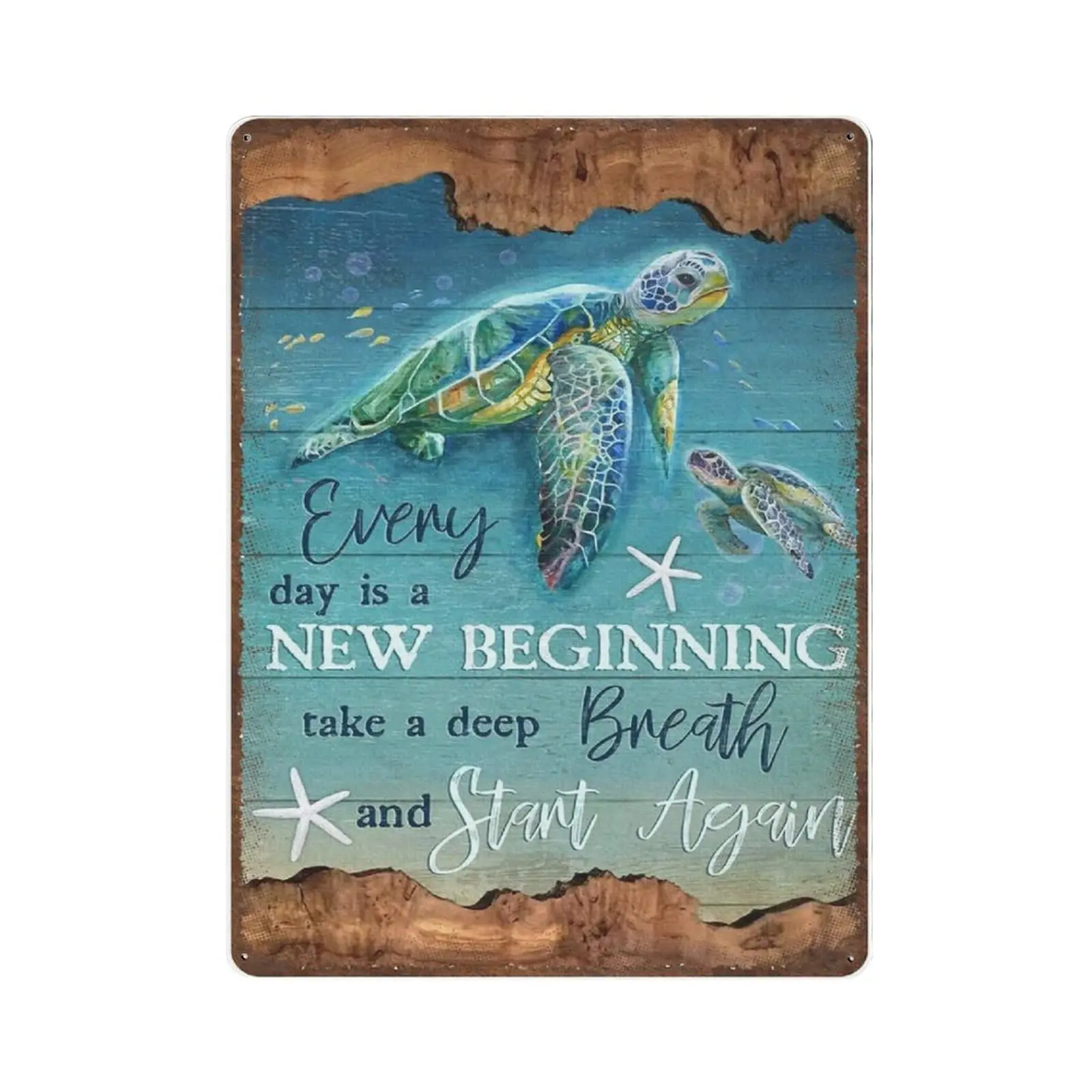 Retro Turtle Metal Tin Sign-Jesus Everyday is A New Beginning Tin Sign -Novelty Posters，Home Decor Wall Art，Funny Signs for Home