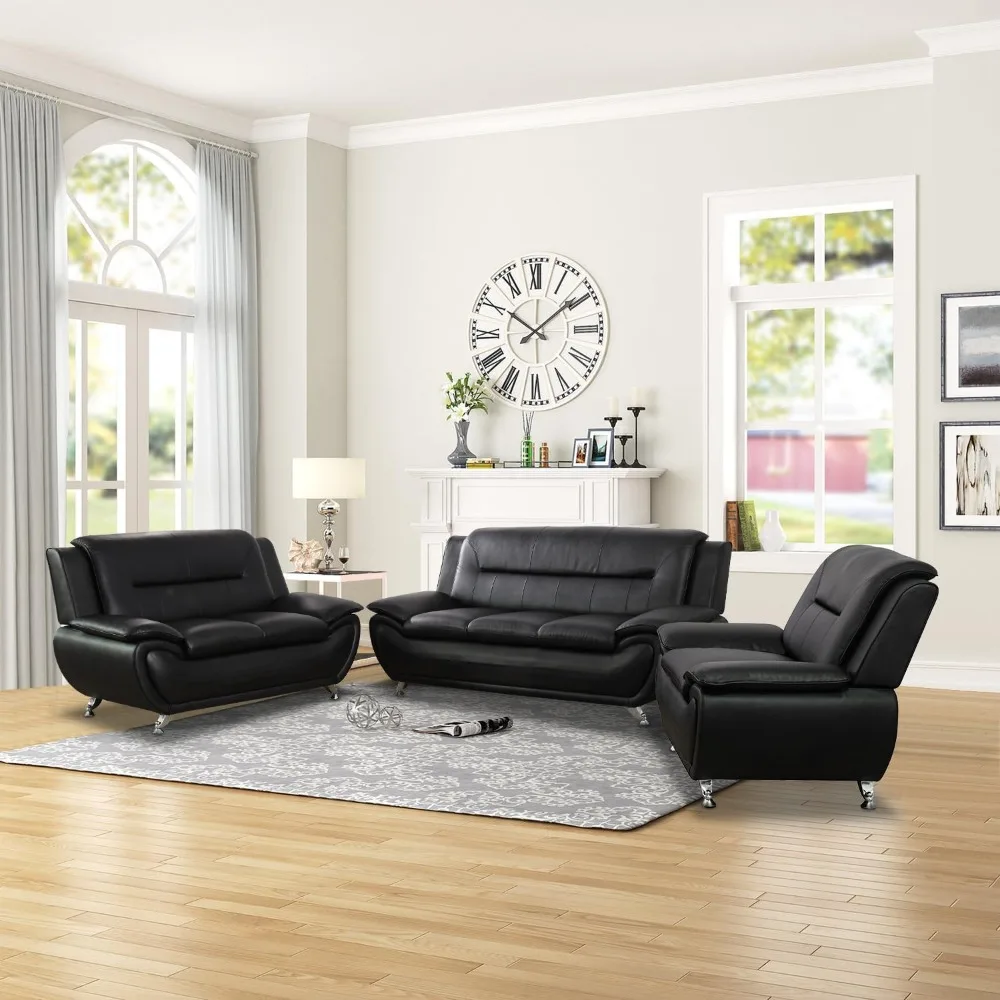Leather Sofa Set,Sofa and Loveseat Sets for Living Room Furniture Sets, Loveseat and Couch 2-Piece for Living Room/Office image 2