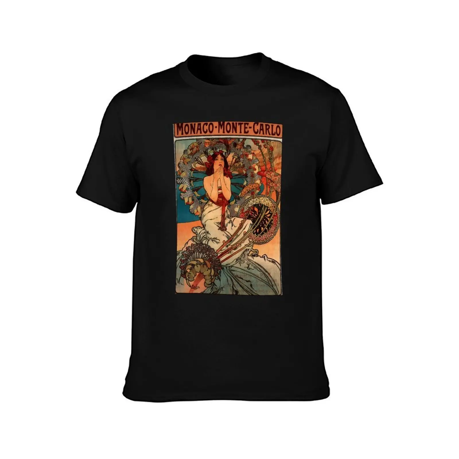 Monaco' by Alphonse Mucha (Reproduction) T-Shirt Graphic Print Short Sleeve T-Shirt