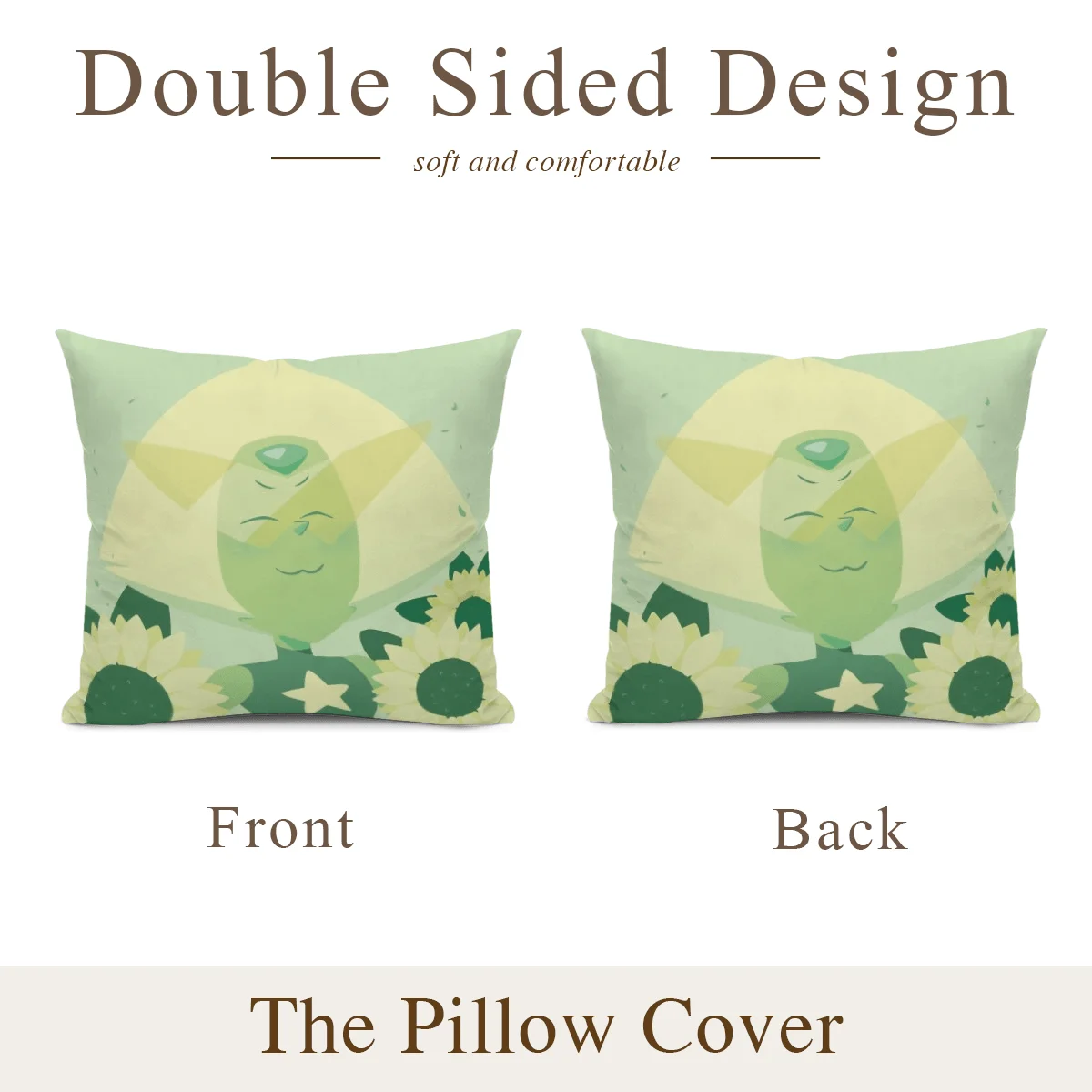 StevenUniverse Cheerful Peridot Double Sided Print Pillow Cover, Multi Size, Home Decorative
