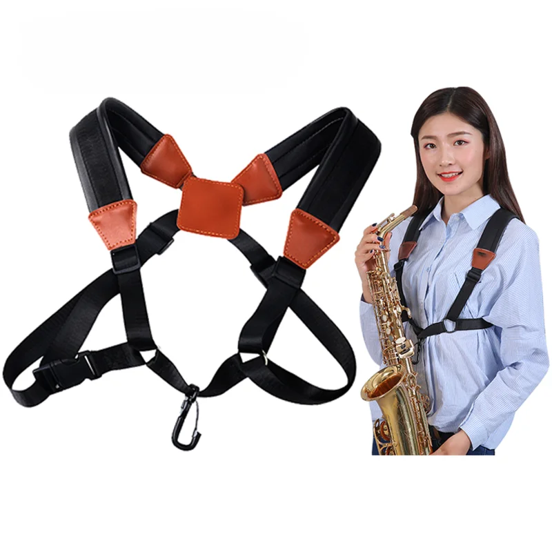 Adult Children Soft Sax Strap Hook Saxophone Shoulder Strap Saxophone Strap Harness for Alto Tenor Soprano Saxophone