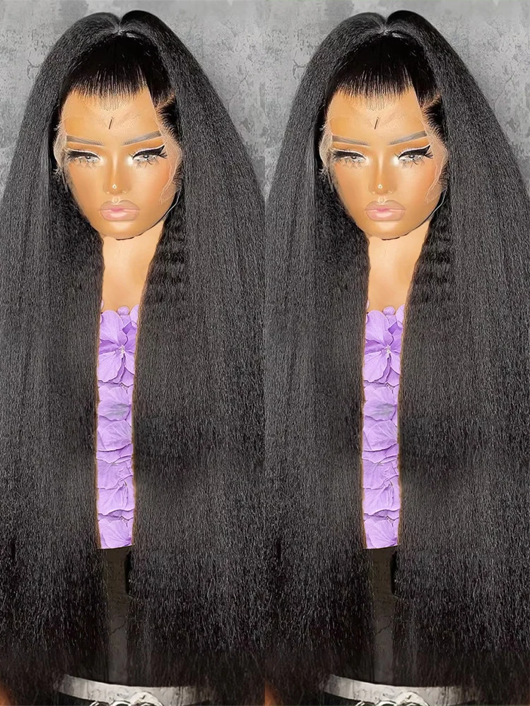 250% Perruque Indienne Originale Sans Colle Perruque Yaki Sans Colle Livraison 3 Jours Perruque 360 Lace Frontal Cheveux Humain Cheveux Humains Full Lace Perruque 13x6 Transparent Lace Kinky Straight Perruque Raw Hair