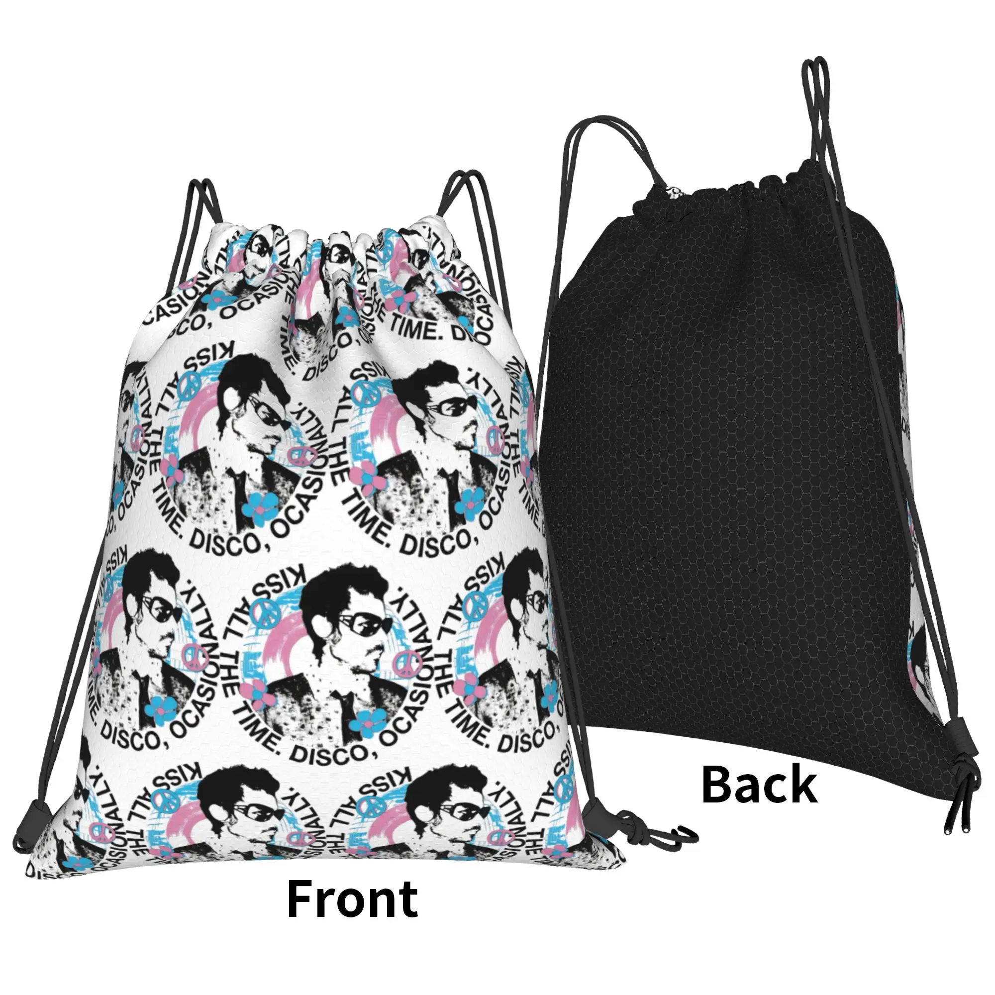 Kiss All The Time Disco Album Drawstring Backpack Gym Sackpack Harrys Music Styles String Bags for Running 36cm (W) x 43cm (H)