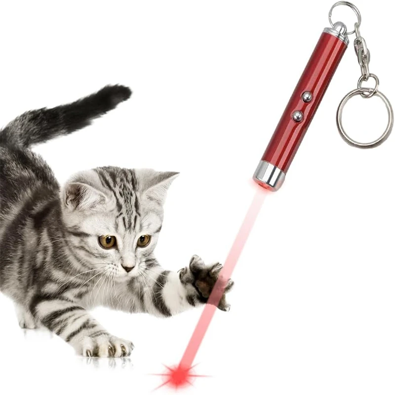 Mini Cat Dog Fun 4mW Pointer Red Light Laser LED Training Torch Pet Toys Pen 2-In-1 Cat Pet Toy Red Laser Light LED Pointer