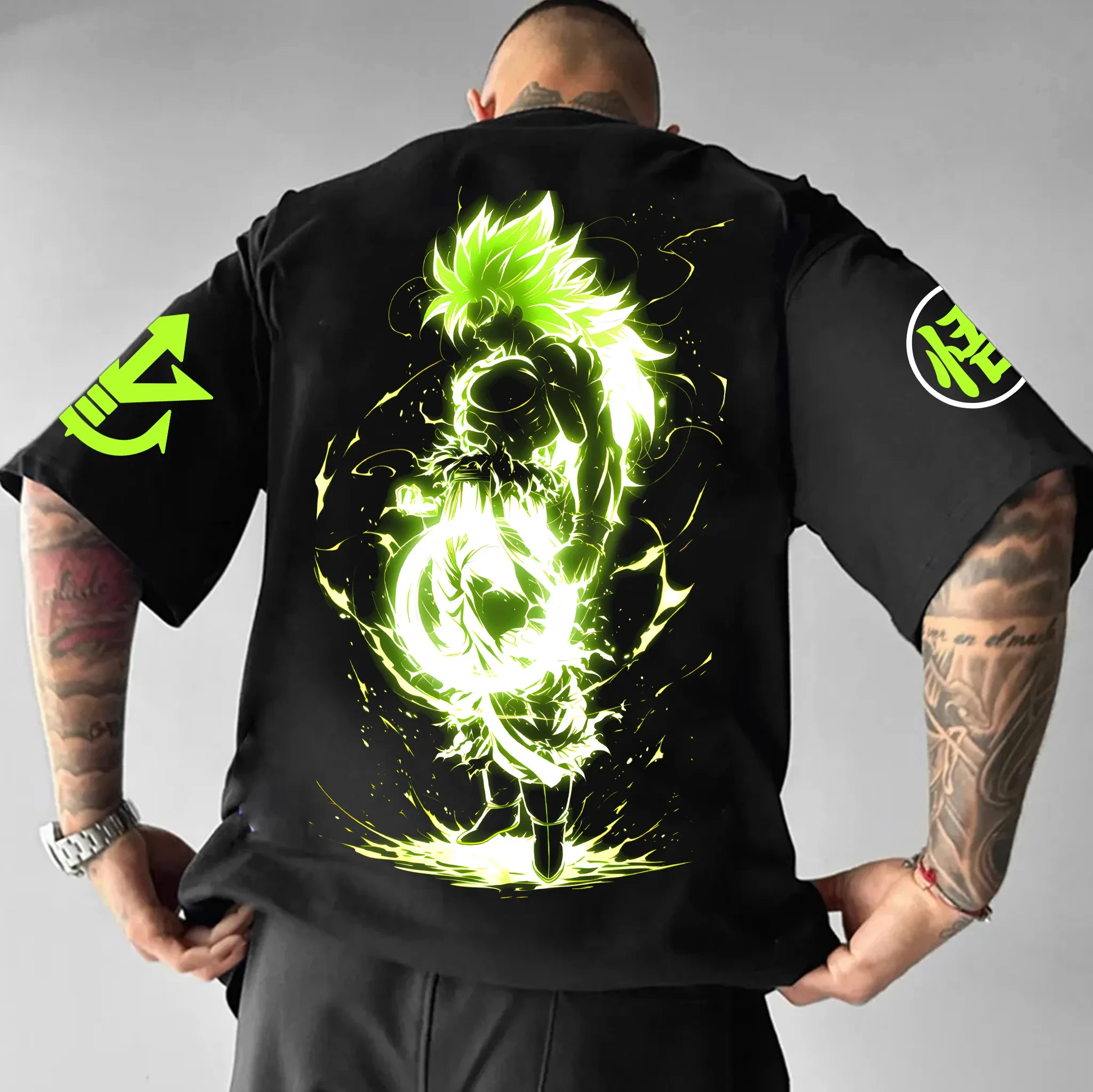Kaos Oblong Katun Lengan Pendek Motif Dragon Ball Goku, Model Longgar Amerika untuk Pria dan Wanita, Bahan Bernapas untuk Olahraga Musim Panas