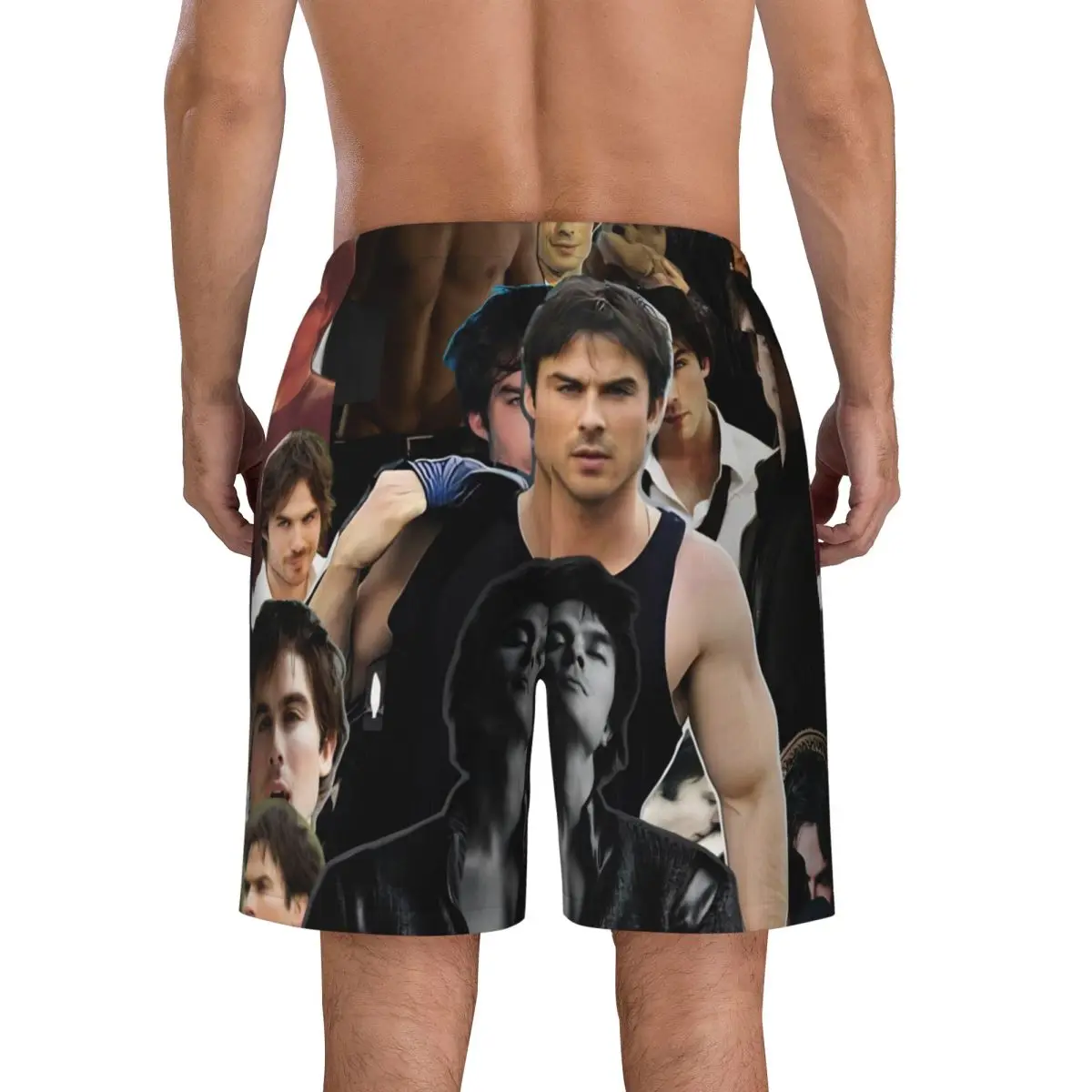 Swimwear The Vampire Diaries Damon Salvatore TV Series Board Shorts Beach Short Pants Males Sports Fitness Swimming Trunks