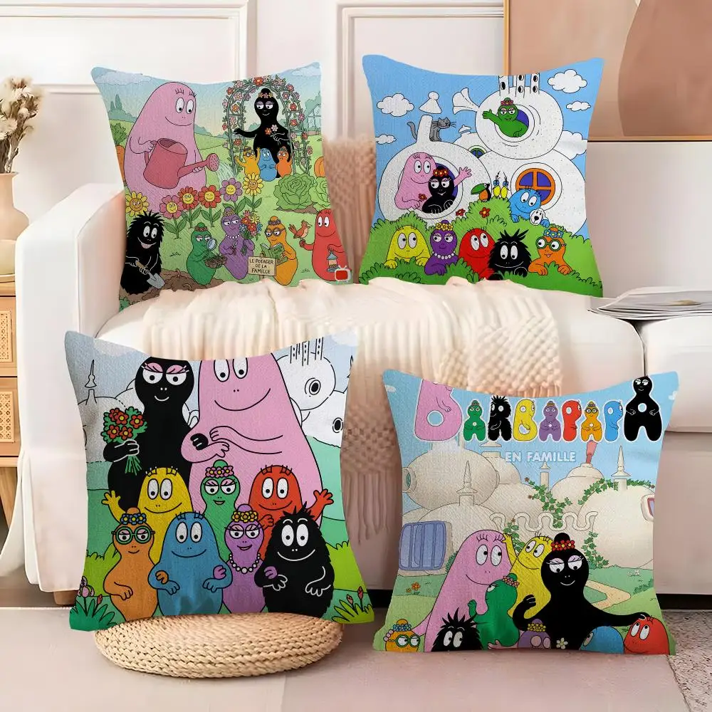 Cartoon Barbapapa Cushion Cover  Plush Fabric Soft Double Sided Print Sofa Cushion Cover Throw Pillow Covers