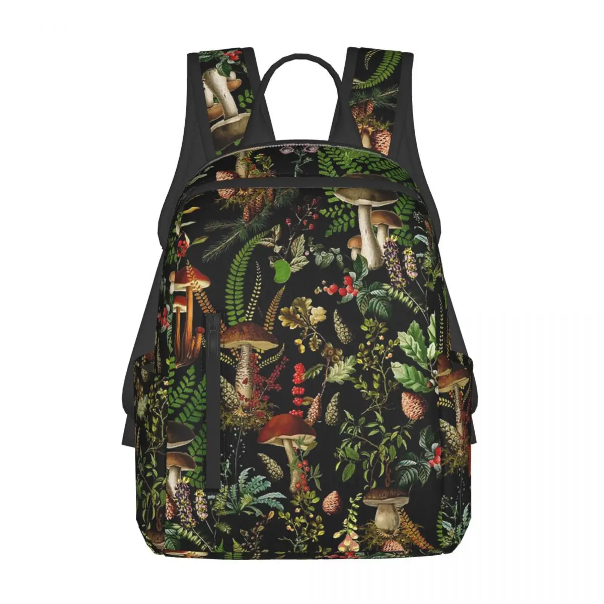 Midnight Mushrooms Forest Pattern Backpack Daypack Large Capacity Boys Girls BookBag School Bag Shoulder Bags for Men Women
