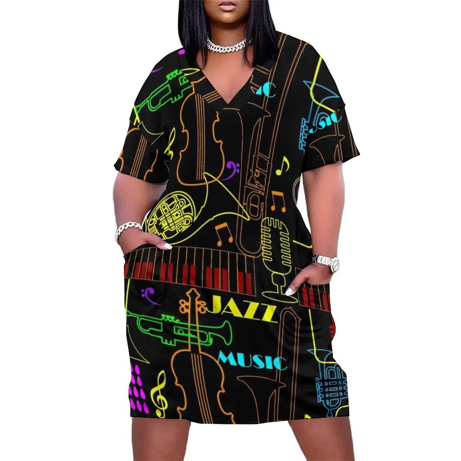 

Neon Jazz Fest Loose Pocket Dress women clothing 2025 new arrivals wedding dresses for woman