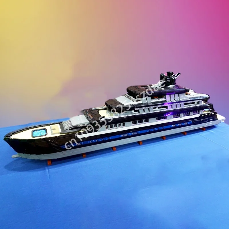 

16185 шт. MOC, большая роскошная яхта, мини-фиг, масштабная модель, строительные блоки, архитектурные игрушки, идея «сделай сам», кирпич, Рождественский подарок для детей