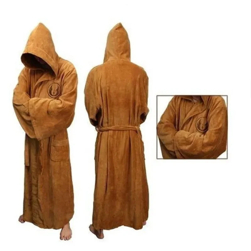 Bata de franela para hombre con capucha, bata gruesa de estrella, Caballero Jedi, disfraz de Cosplay para hombre, pijamas, albornoz para amantes del invierno