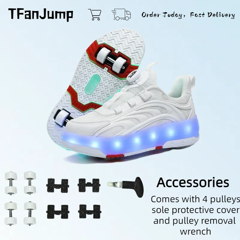 Latest 4 Wheel Roller Skates Sports Parkour Teens Roller Skates Walk  Kids Deformation Roller Skates Shoes Children Unisex