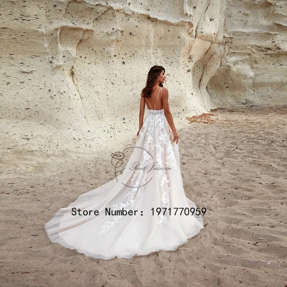 2024 Boho Spaghetti Straps Wedding Dress For Women 2024 Sweetheart Bride Dresses Flowers Fairy Bridal Gowns Vestidos De Novia