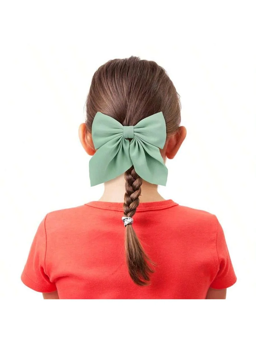 6pcs/pack Solid Ponytail Big Bow Alligator Hair Clips Duckbill Barrettes Hair Accessories for Girls Teens