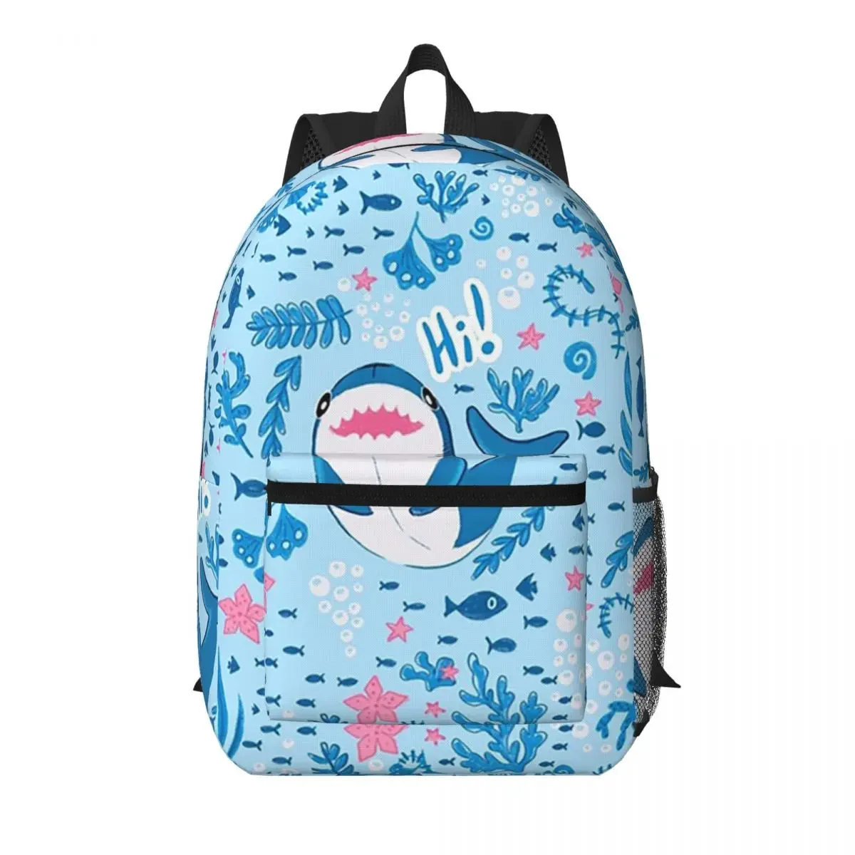 Cartoon Fish Shark And Aquatic Plants Student Backpack School Bag Hiking Travel Daypack for Men Women Bookbag Shoulder Bags