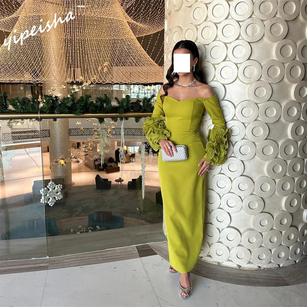 Customized Classic Retro Matching Jersey Ruched Column Boat Neck Midi Dresses Prom Dresses High Quality Simple Fashion Exquisite