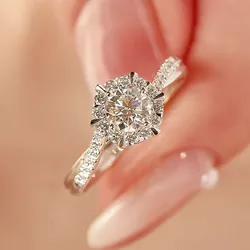 Huitan Eternity Wedding Trend Women Rings with Brilliant Cubic Zirconia Temperament Elegant Lady Rings Engagement Band Jewelry