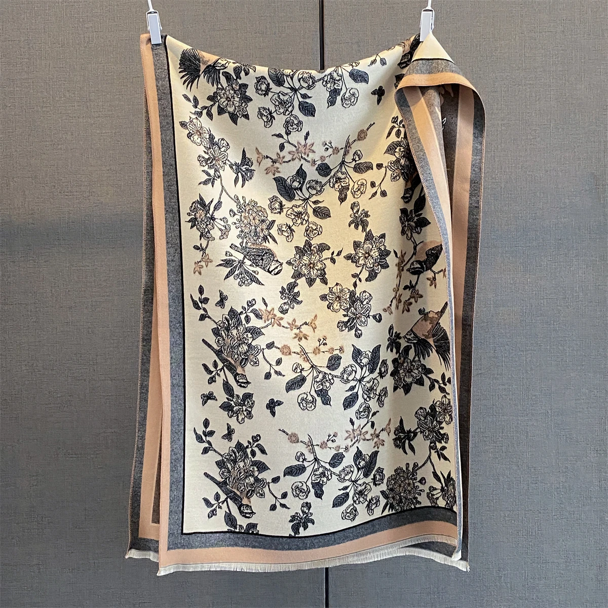 

Утолщенный теплый шарф с цветочным принтом, шаль из пашмины с кисточками, женское имитация кашемира, осенне-зимнее холодостойкое ветрозащитное одеяло