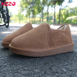 KZZO Easy On/Off accoglienti stivali da neve Slip-On in pelle scamosciata di mucca per le donne morbidi e caldi Mini stivaletti per scarpe invernali antiscivolo all'aperto