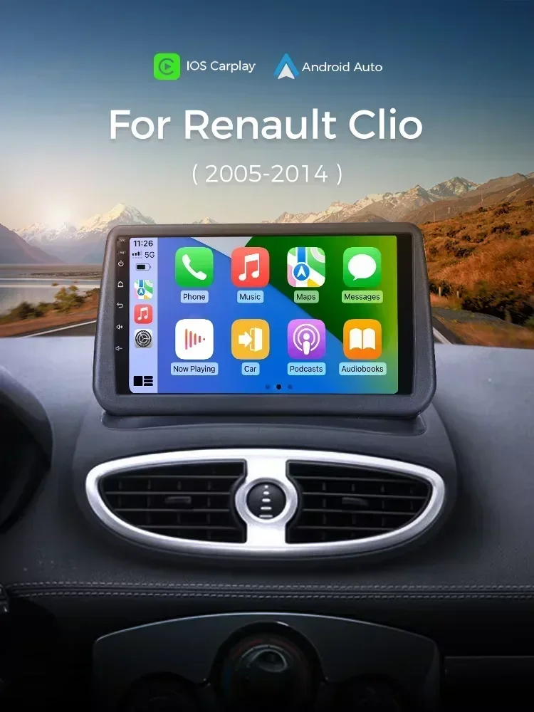 Ainavi Autoradio voor Renault Clio 3 2005-2014 Draadloze CarPlay Android Auto 4G Multimedia Speler Navigatie GPS 2din Autoradio - afbeelding 2