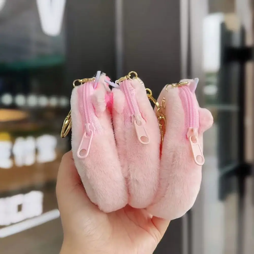 카툰 카피바라 봉제 지갑, 봉제 지갑, 크리에이티브 소프트 투명 배지 백, 야외 보관 가방, 핑크