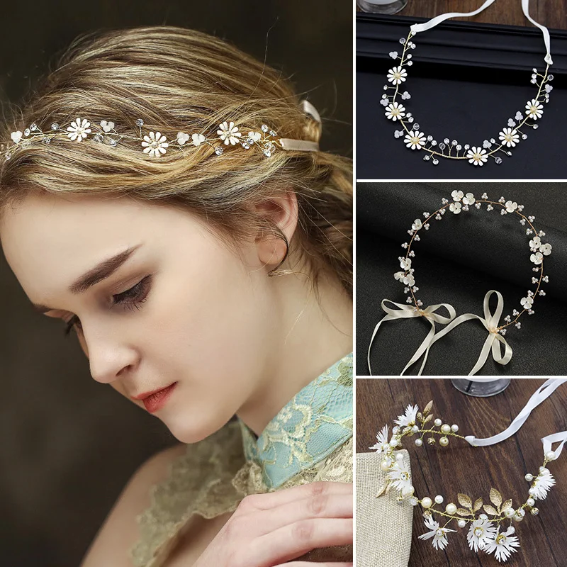 Fashion Bridal Wedding Hair Accessories for Women Girl Flower Hair Jewelry Headpiece Headdress Party Celebration Hair Band Tiara