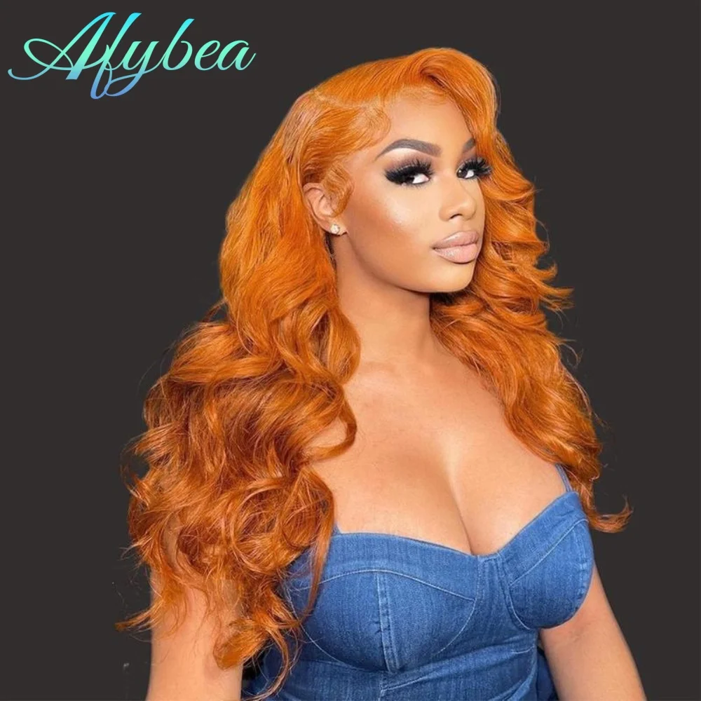 

Парик из натуральных волос Ginger 13x6 HD Lace Front, 30 дюймов, с эффектом Body Wave, оранжево-имбирного цвета, парик с фронтальной шнуровкой 13x4 для женщин