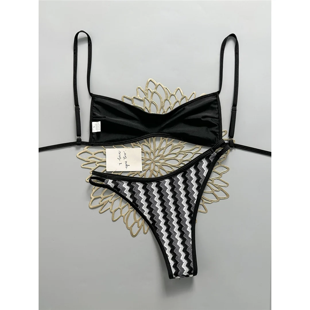 2026 Gestreifter High-Leg-Cut Brasilianischer Bikini Damen-Badeanzug Zweiteiliger Bikini-Set Badebekleidung Badeanzug V8216 – Detail 21
