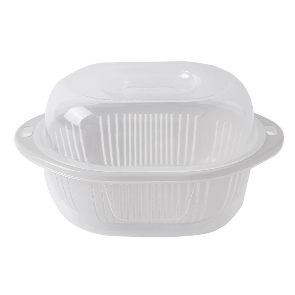 

Vegetable Drainer Basket Double Layer Washing Bowl Drainage Storage Fruit Mesh Hole PP Material Kitchen Helper