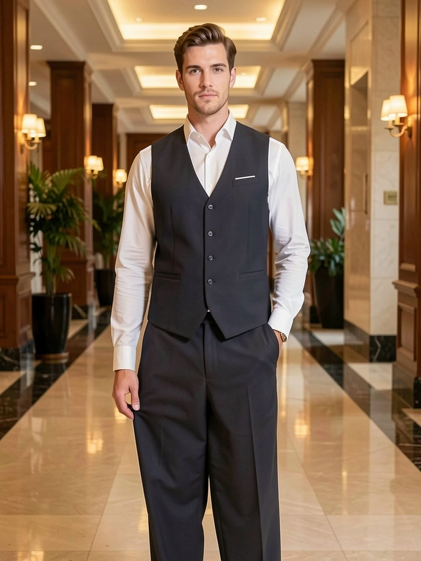 

Men's Fashion Solid Vest Single Breasted Casual Business Elegant Office Party Wedding