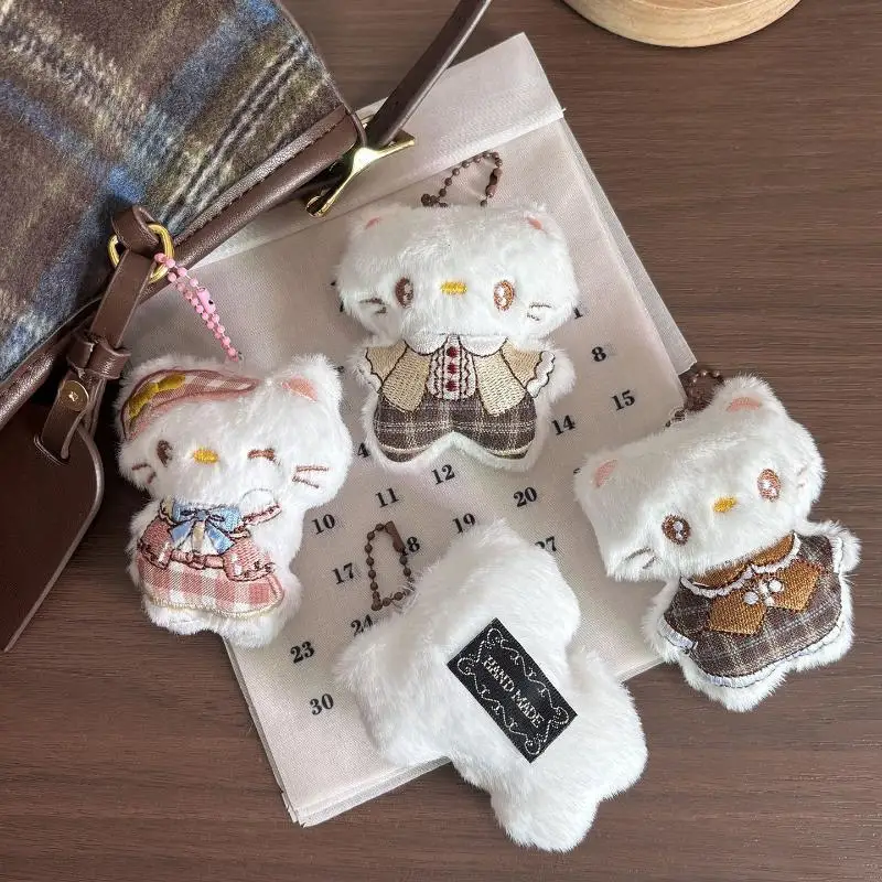 Niedlicher Maillard-Farbe, Hello Kitty, Plüsch-Anhänger, Schlüsselanhänger, Cartoon, kreative weiche gefüllte Puppe, KT-Katze, Rucksack, dekorativer Anhänger