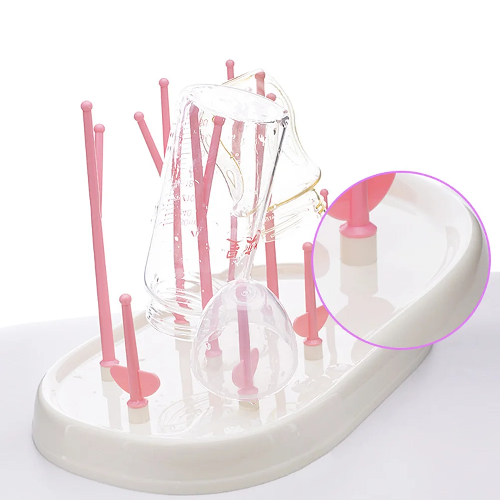 

Сушилка для детских бутылочек, розовая экологически чистая пластиковая многофункциональная подставка для сушки бутылочек для аксессуаров для кормления младенцев