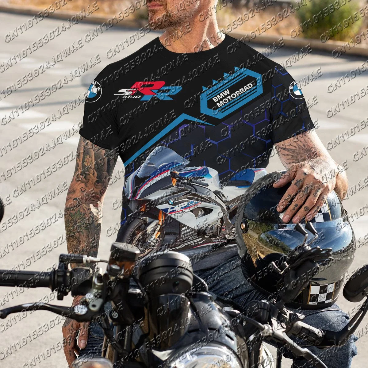 

BMW новый мужской гоночный костюм для мотоцикла, свободная дышащая быстросохнущая спортивная рубашка с 3D сеткой, модный повседневный топ большого размера ﻿