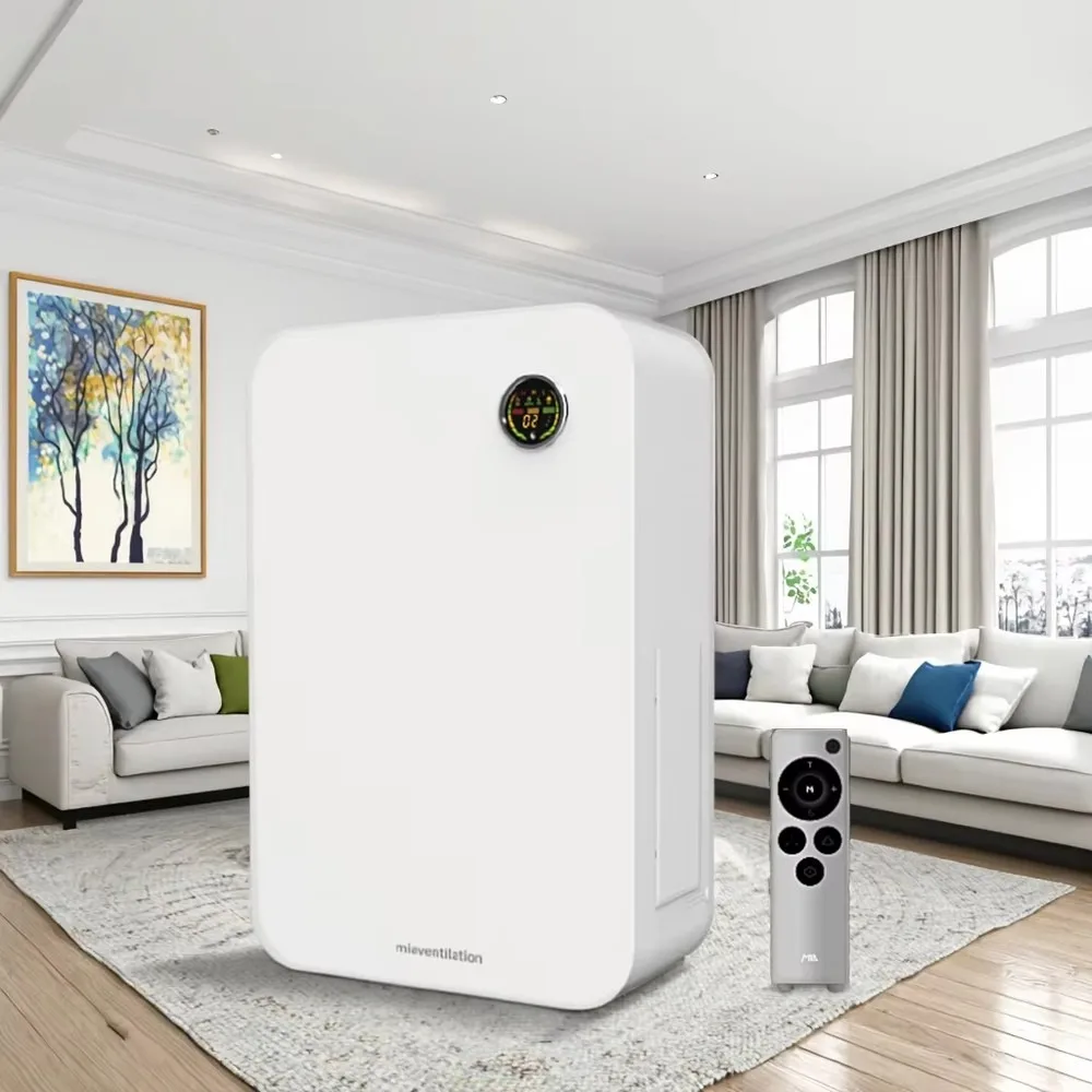 Mia 200m3/h Stainless Steel Rectangle Ductless Air Recuperator Energy Saving Wall/Ceiling Mounted Home Commercial Use