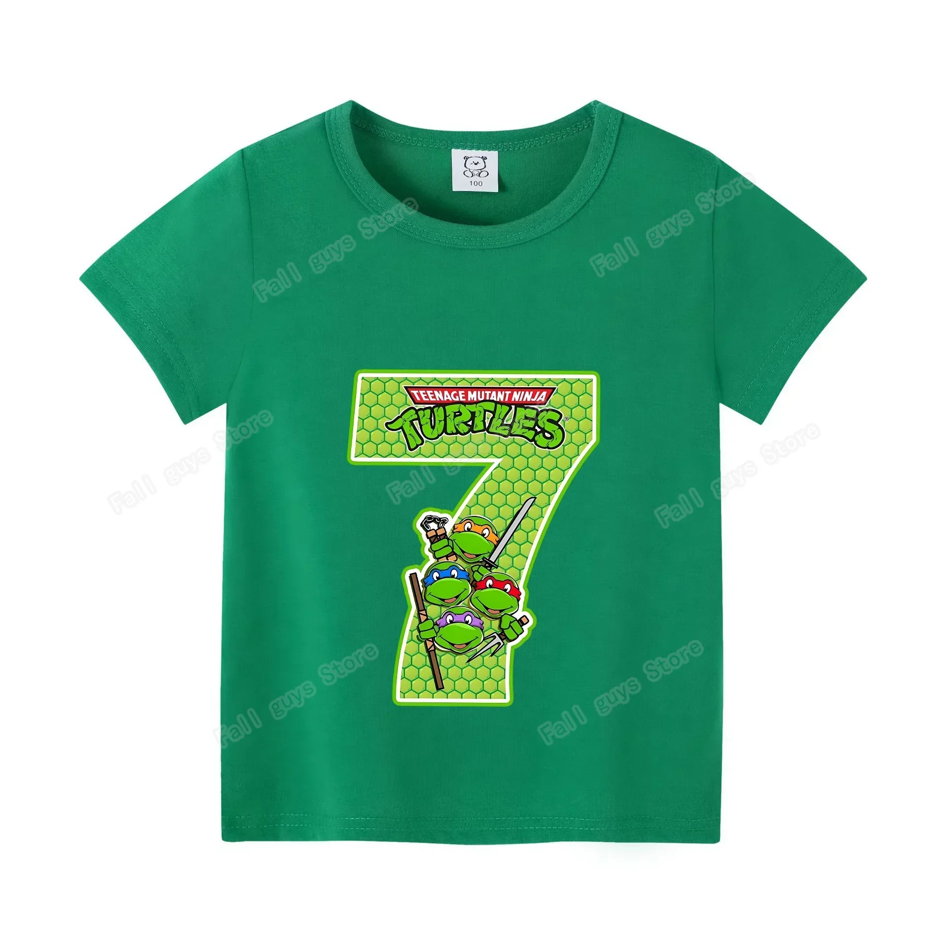 Teenage Mutant Ninja Turtles T-Shirt Green Birthday Number Clothes Summer Kawaii Anime Casual Tees Funny Gifts - view 6