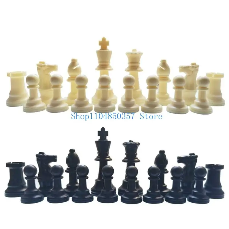 652F 32 Pcs Portable Plastic Chess Pieces Set International Chess Pieces Standard Tournament Chessmen for Adults or Children