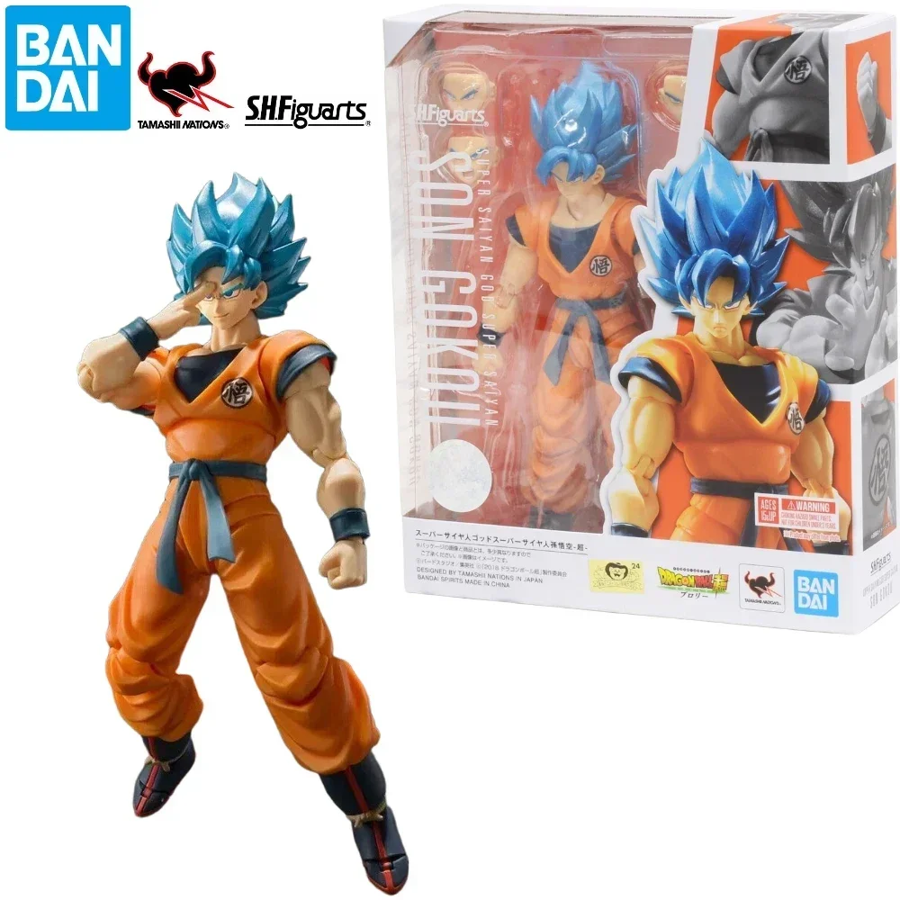 バンダイ S.H.Figuarts SHF ドラゴンボール超サイヤ人ゴッド孫悟空フィギュアモデルコレクションおもちゃギフト