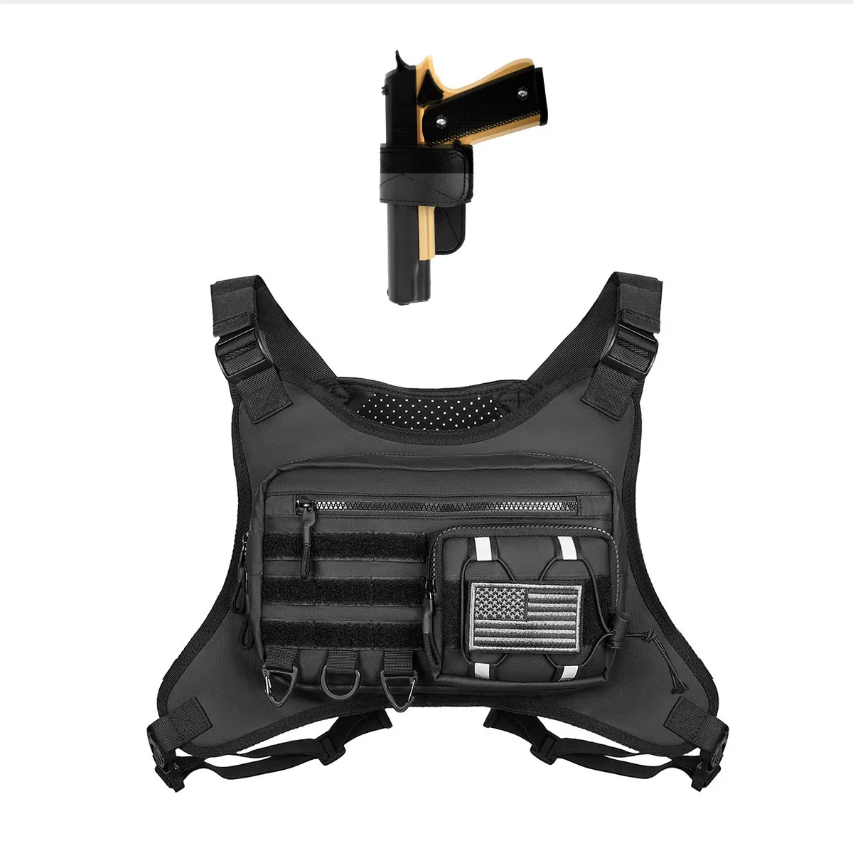 Outdoor tactical backpack, functional vest bag, casual and personalized men's bag, Instagram-style vest bag, men's chest bag