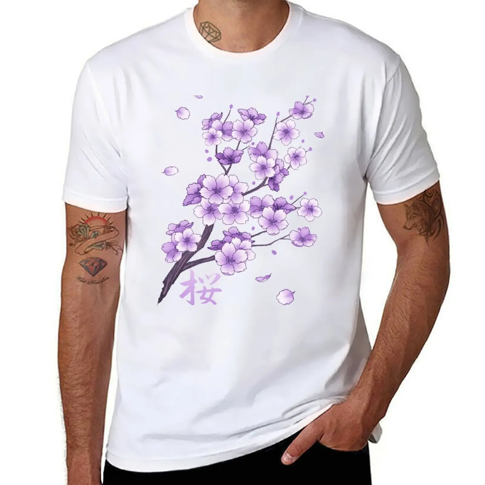 

Falling Purple Sakura Cherry Blossom T-Shirt t shirts for man graphic vintage man t shirts for men t shirts with prints T-Shirt
