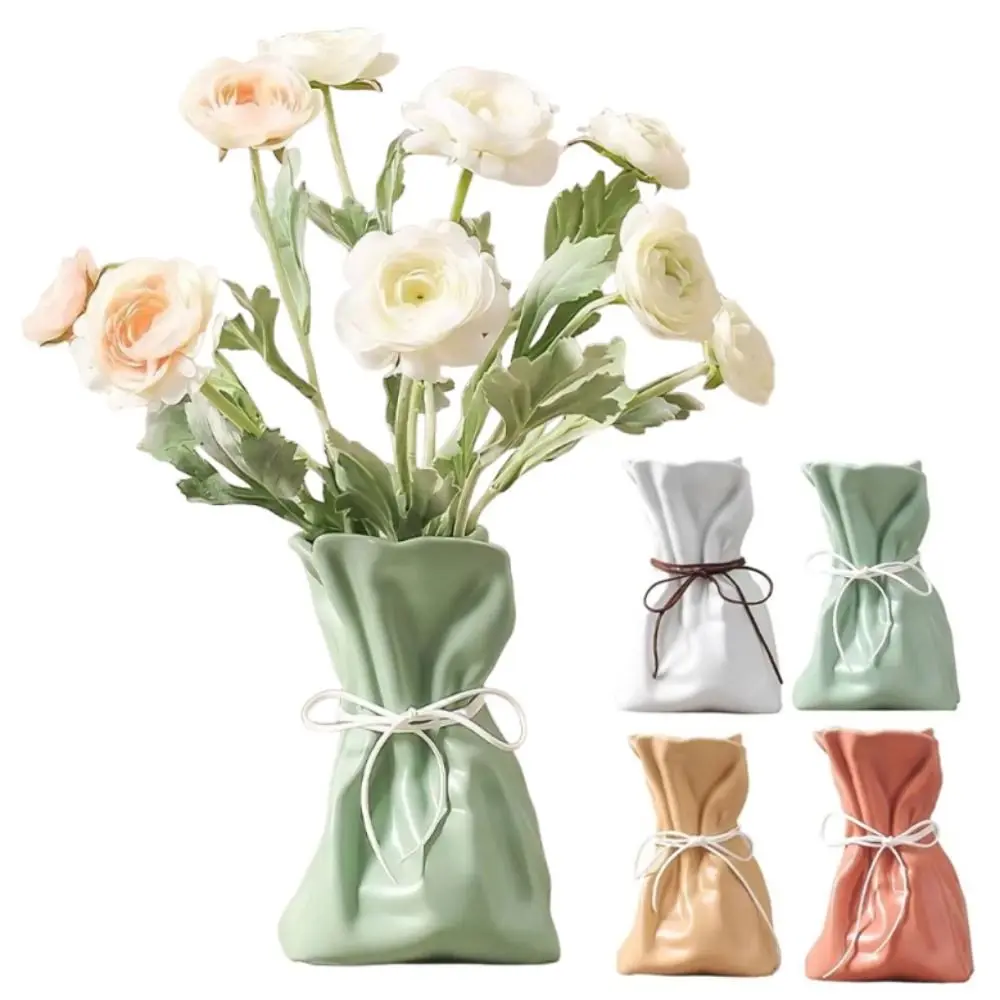 Minimalist Irregular Resin Vase Elegant Paper Bag Shaped Decorative Bottles Creative INS Hydroponic Flower Pot