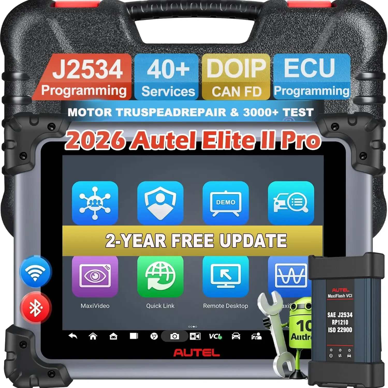 Autel MaxiSys Elite II Pro Scanner J2534 Reprogramming 2-Year Free Update | High-end Professional Automotive Diagnostic Tool 40+ Services, Upgraded Replacement for MS908S Pro II, MK908P