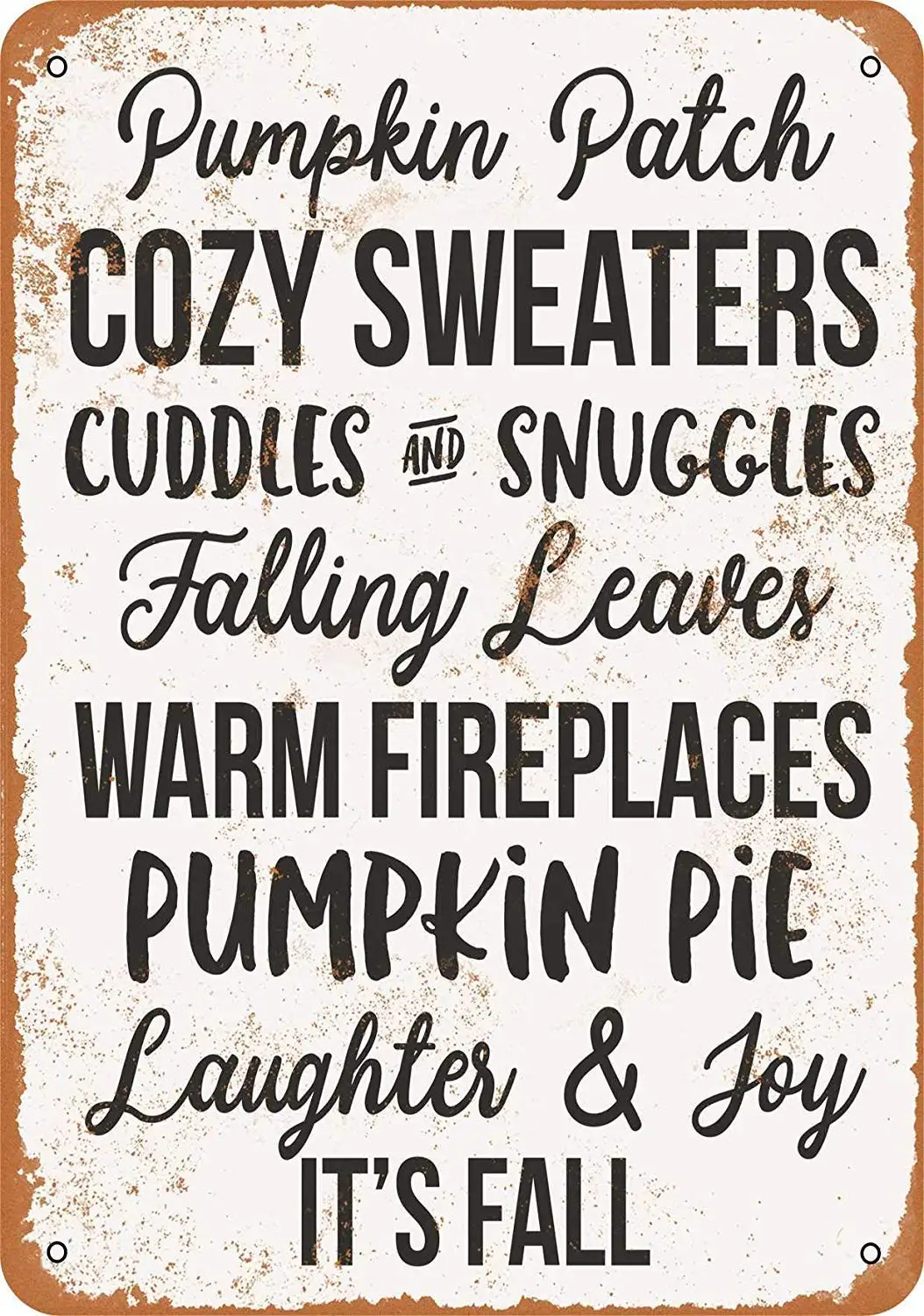 Ylens Vintage Look Metal Sign 8 x 12 - Pumpkin Patch Cozy Sweaters Falling Leaves