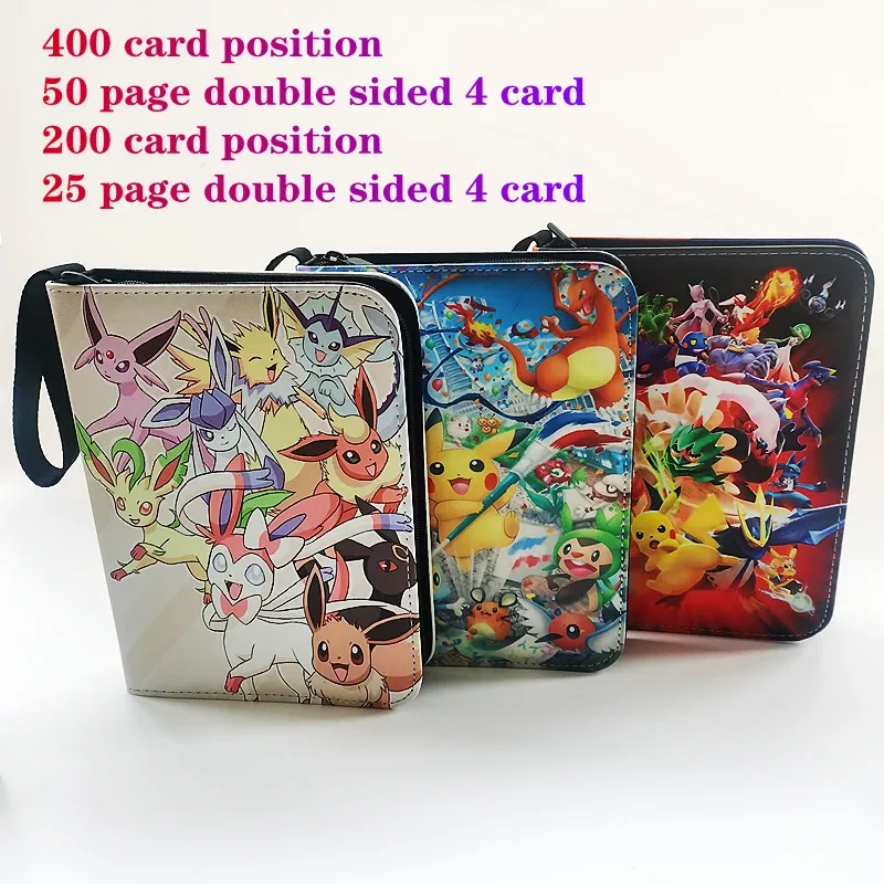 

200-400 Pcs Pokemon Playing Cards Pikachu Photo Album Notebook Map Display Binder GX VMAX EX Letters Protector Cards Book Folder